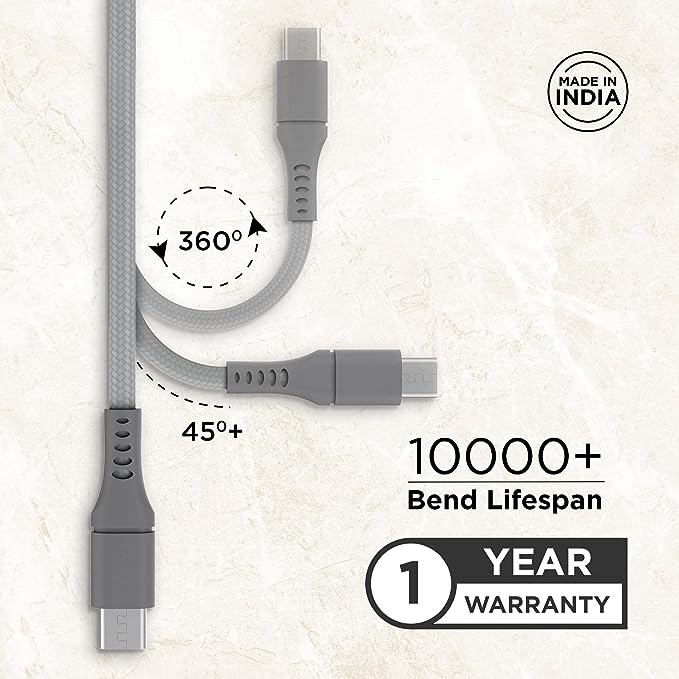 Lenovo Micro USB Tangle-free Aramid fiber braided 1m cable with 4A charging & 480 MBPS data transmission, certified 10000+ bend lifespan, Metallic Grey Lenovo Micro USB Tangle-free Aramid fiber braided 1m cable with 4A charging & 480 MBPS data transmission, certified 10000+ bend lifespan, Metallic Grey